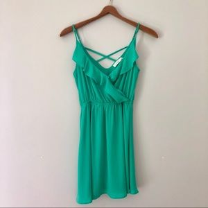 Lush Aquamarine Ruffle Shift Dress